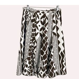 Dress Barn Brown and White Patterned A-Line Skirt